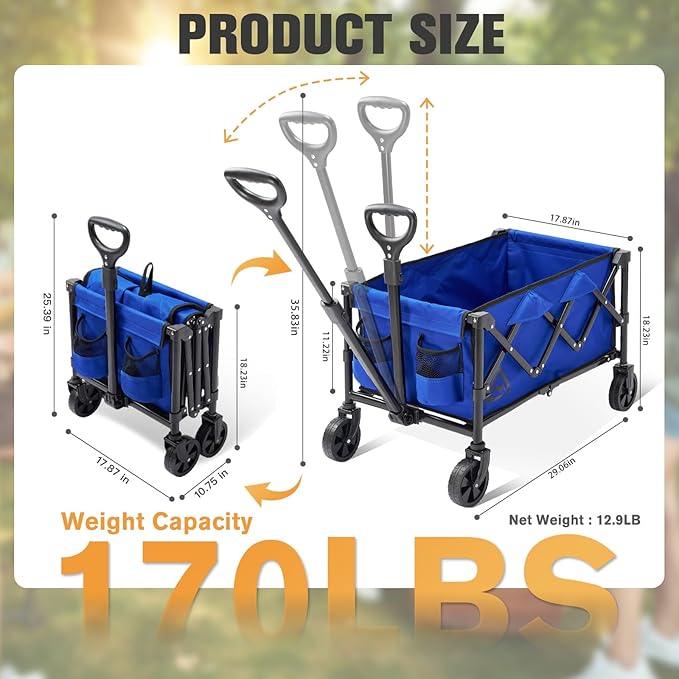 Wagon Cart Shopping Foldable Folding Collapsible - Image 2