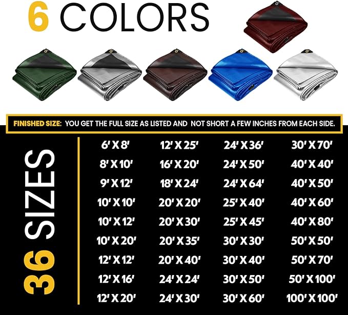 PROTARP Extra Heavy Duty 16 Mil Tarp Cover, Waterproof, UV Resistant, Rip and - Image 3