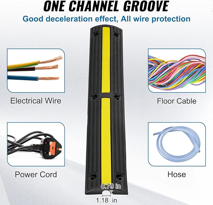 VEVOR 3.28 ft Cable Protector Ramp, 4 Pack of 1 Channel, 18000 lbs/axle - Image 3