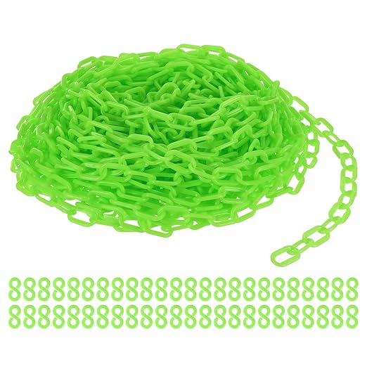 PATIKIL Plastic Chain Links, 100 Foot Safety Barrier Chain Green by PATIKIL