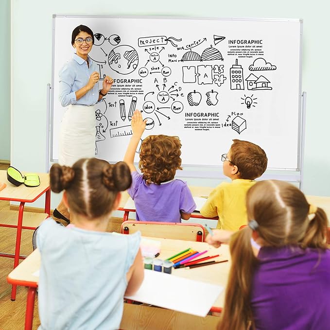 H-Qprobd Mobile Whiteboard 72"x40" Magnetic Dry Erase Board - Image 4