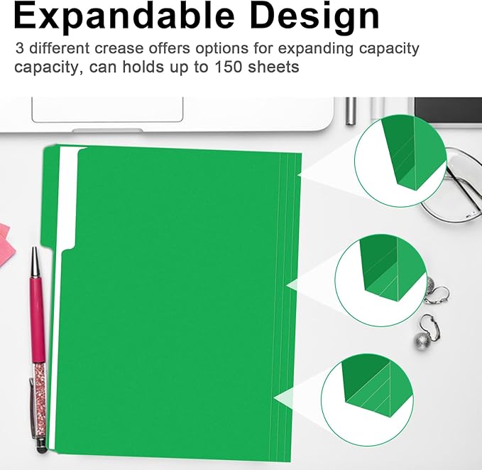 File Folder, RAZCC 150 Pack 1/3 Cut Tab File Folders Letter Size, Colored - Image 5