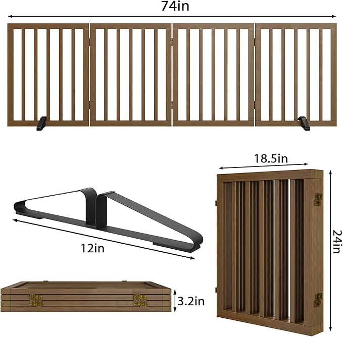 Dog Gate for Stairs, Foldable Dog Gate for Indoor Doorways House, Freestanding - Image 6
