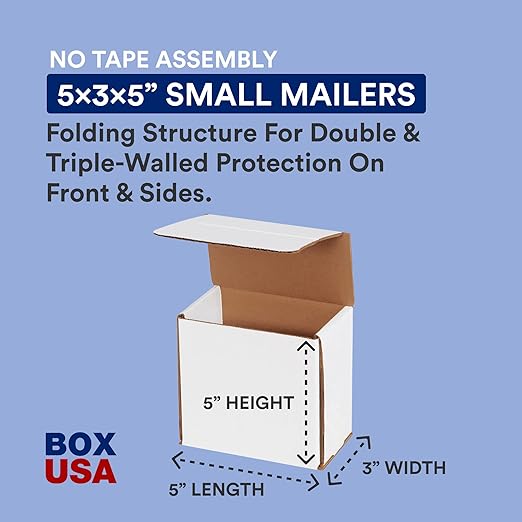 BOX USA Shipping Boxes Small 5"L x 3"W x 5"H, Moving and Storage 535 - Image 2