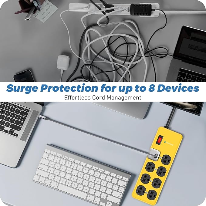 Wall Mount Power Strip, 8 Outlet Heavy Duty Power Strip - Image 4
