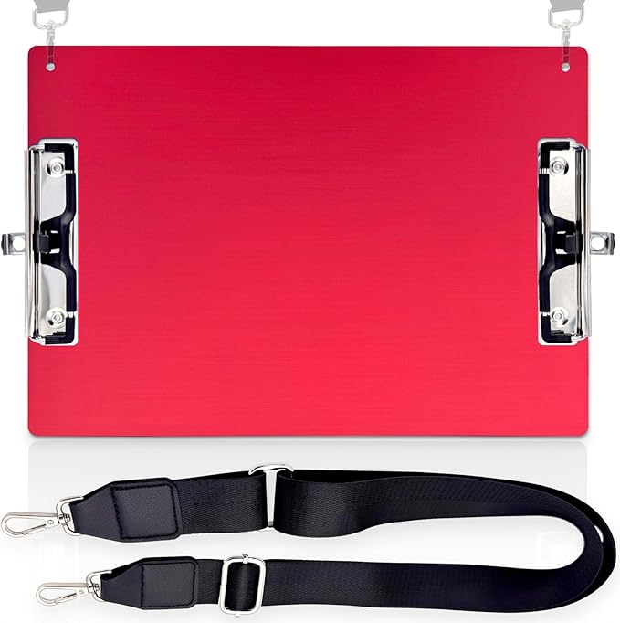 Aluminum Metal Clipboard with Detachable Adjustable Shoulder Strap A4 Double by Liushun