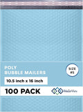 Light Blue 10.5x16 Inch Large Poly Bubble Mailers #5 | Padded Envelopes by MAILERVIEW