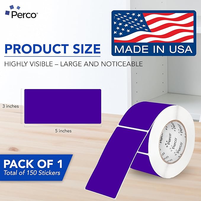 Perco Purple 3x5 Inch Perforated Sticker Labels — 150 Stickers/Roll — - Image 2