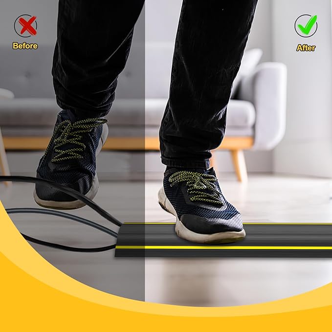 20 Ft Heavy Duty Floor Cord Cover Cable Protector, 3 Channels Protect Cords and - Image 4