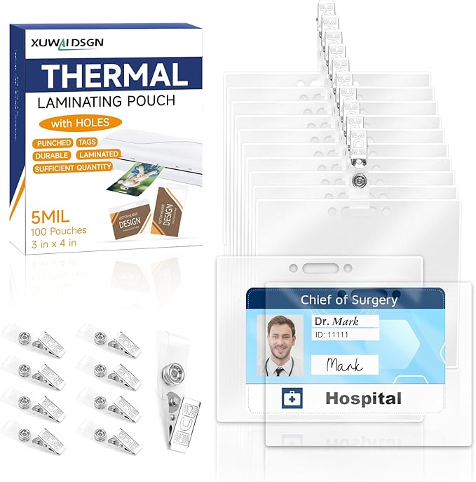 500 Pack 5mil 2.25“x3.75" Thermal Laminating Pouches Badge Laminate Pouches by XUWAIDSGN