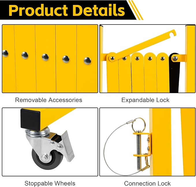 Industrial Expandable Barricade Gate, 16.4 Ft Retractable Traffic Fence - Image 3