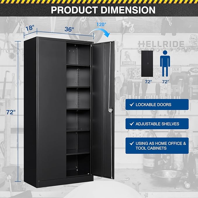 Metal Storage Cabinet-72” Black Tall Steel File Cabinets - Image 3