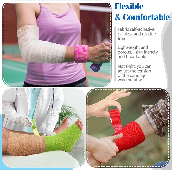 Treela 36 Pcs Self Adherent Bandage 1" X 5 Yard Wrap Breathable Cohesive - Image 5