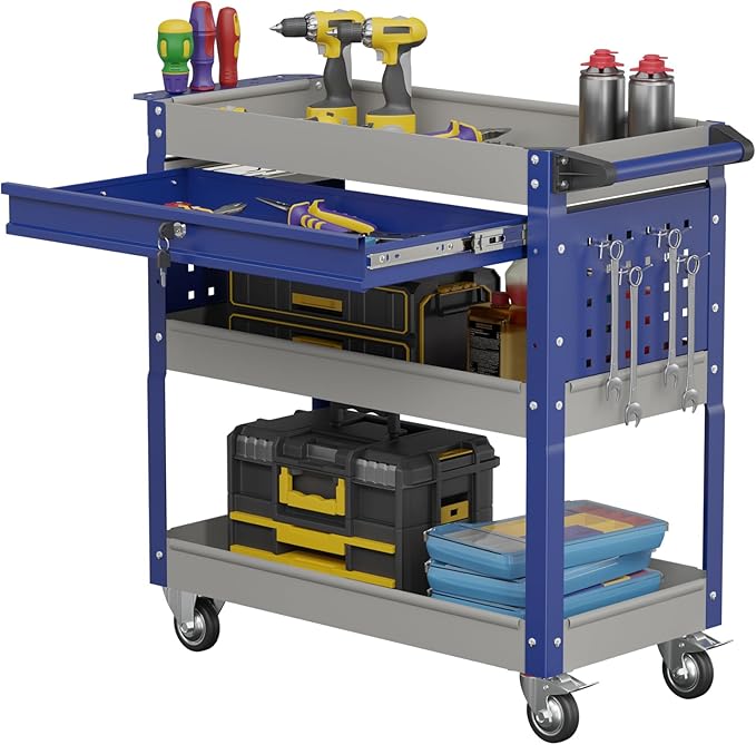 3 Tier Rolling Tool Cart, Heavy Duty Service Cart on Wheels by KIEPERI