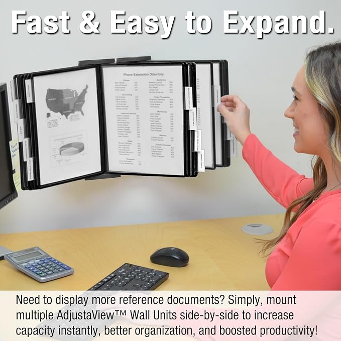 Ultimate Office AdjustaView 10-Pocket Wall Reference Organizer - Image 4