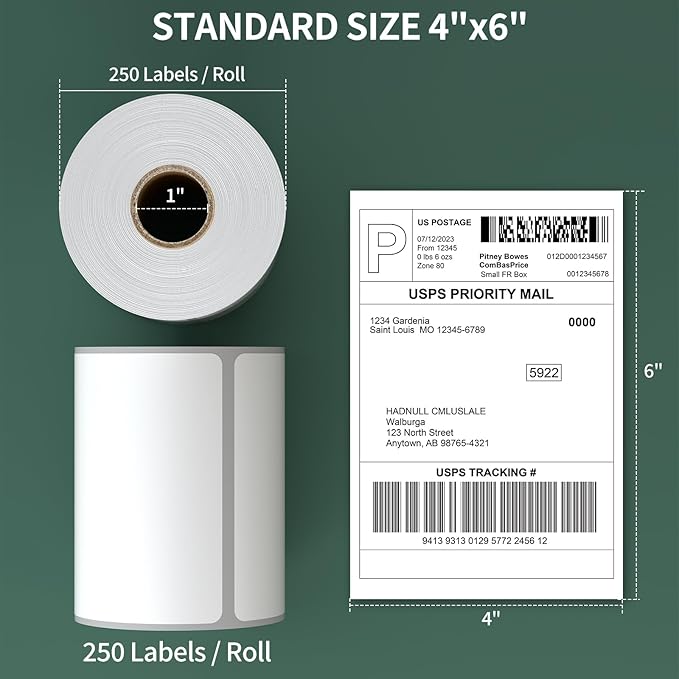4"x6" Shipping Label 20 Rolls, 4-x-6-inch Thermal Label Paper, Compatible - Image 2