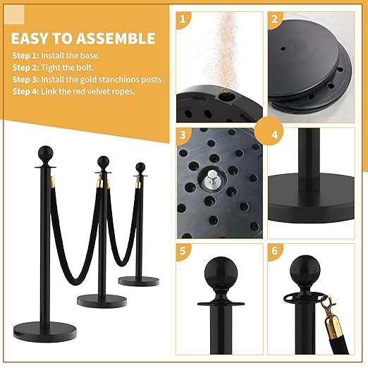 4Pcs Stanchions and Velvet Ropes, Crowd Control Barriers - Image 7