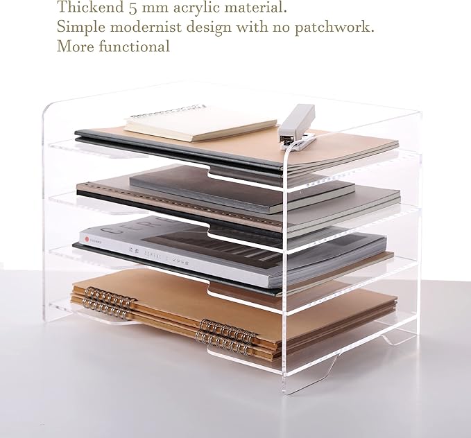 Acrylic Desk Organizer, 4 Tier Paper Tray, Office Accessories - Image 7