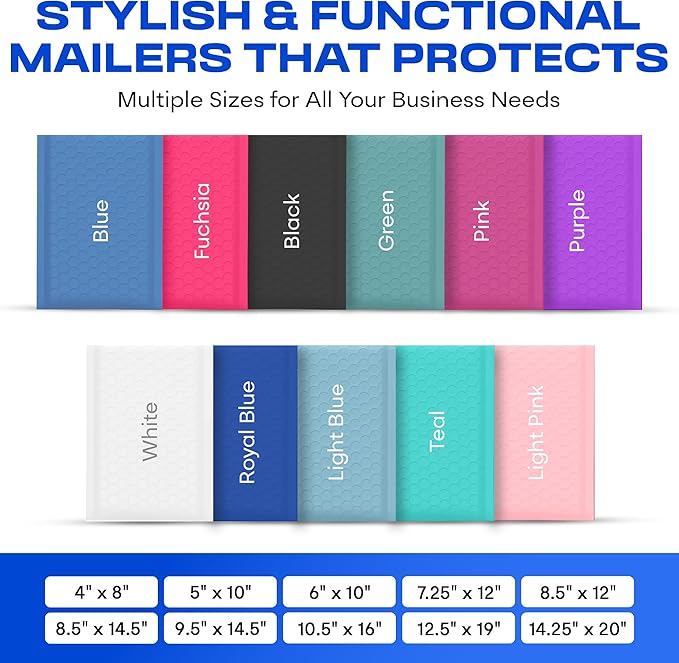 Royal Blue Poly Bubble Mailers 8.5x12 inch #2 | Self Seal Padded Envelopes | - Image 3