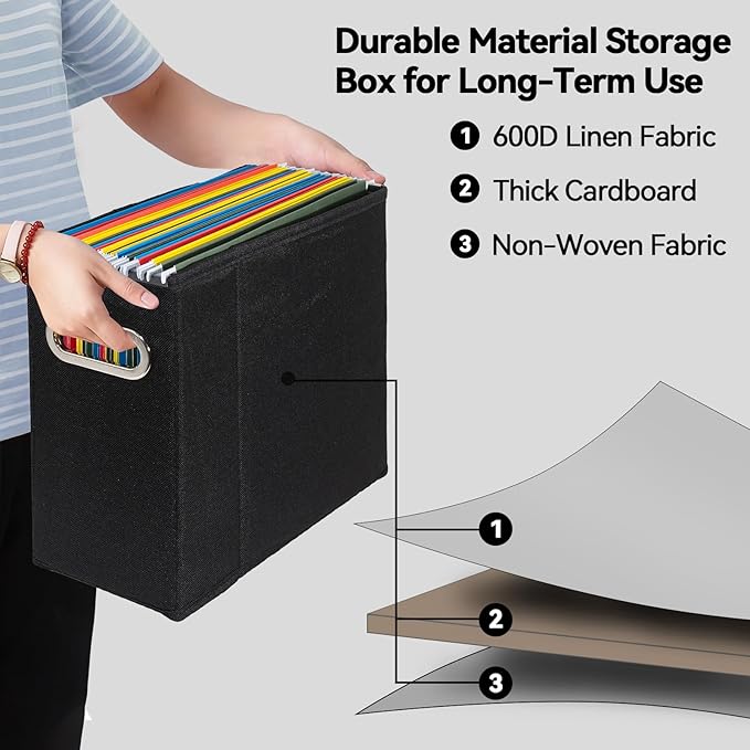 2 Packs Letter Size File Organizer, File Folders Organizer, Fabric Storage Box - Image 3