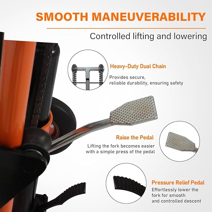 Material Lift Hydraulic Stacker, 440 lbs Capacity Hydraulic Table Cart - Image 3