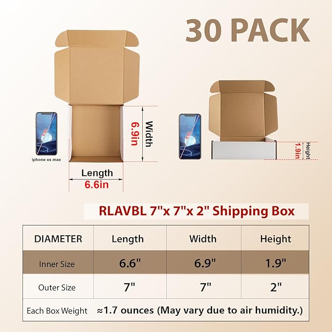 RLAVBL 30 Pack 7x7x2 Shipping Boxes - Image 2
