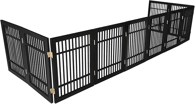 Pet Dog Gate Strong and Durable Freestanding Folding Acacia Hardwood Portable - Image 8