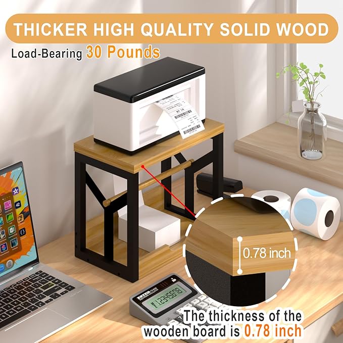 AO LI GEI Label Holder for Rolls and Fan-Fold Labels, Wooden Thermal Label Roll - Image 3