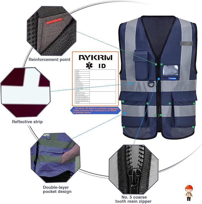 A-SAFETY XSmall navy reflective vest - Image 2