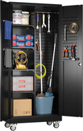 Garage Storage Cabinet with Wheels and 5 Pegboard, Metal Storage Cabinets with by GANGMEIMENTALSTORAGECABINET