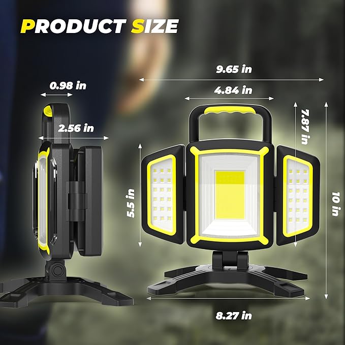 Yzoni Rechargeable Work Light, 30W 3000Lumen LED Work Light - Image 8