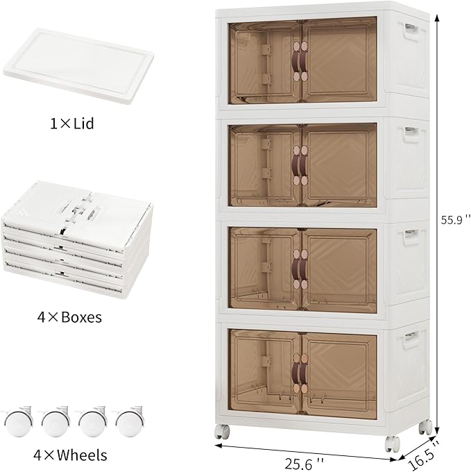 Storage Bins with Lids and Wheels, 398QT-99.5QT*4Tier Collapsible Bathroom - Image 2