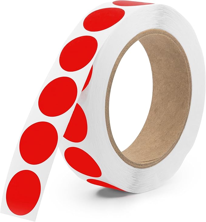Red 1-Inch Circle Dot Stickers – 1, 000 Round Strong Adhesive Labels per Roll by Unknown