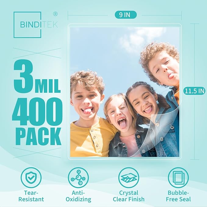 Binditek 400 Pack 3 Mil Thermal Laminating Pouches, 9x11.5 Inches Laminating - Image 2