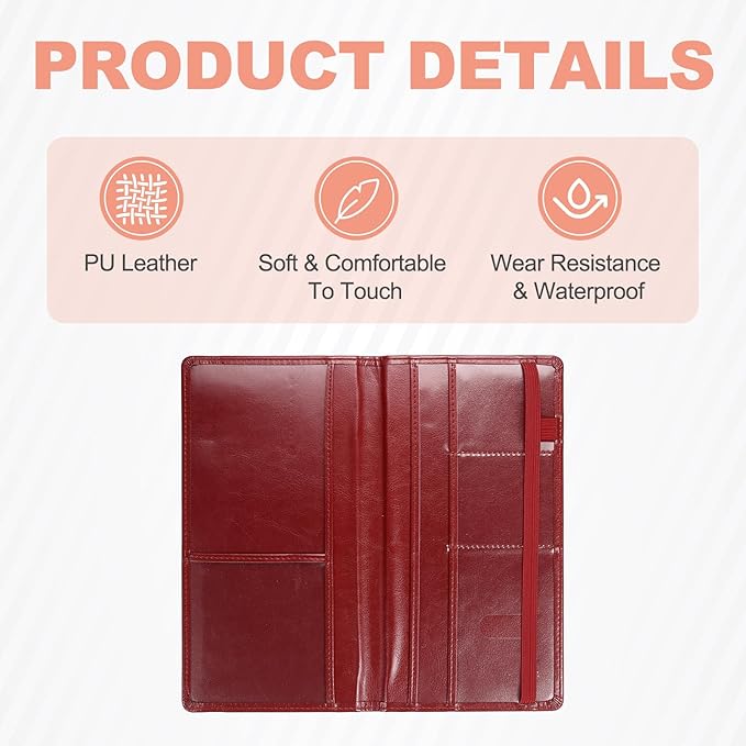 HARFINGTON Car Registration and Insurance Holder 9.45" x 5.04" PU Leather - Image 3