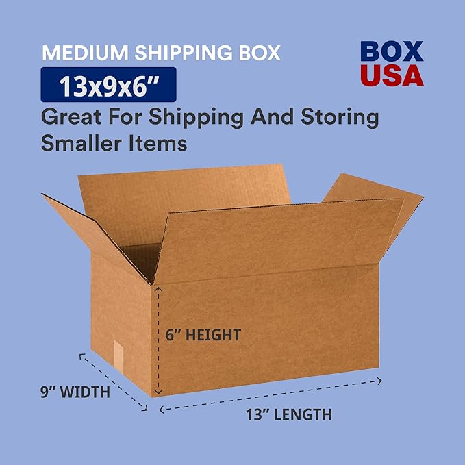 BOX USA 13 x 9 x 6 Corrugated Cardboard Boxes, Medium 13"L x 9"W x 6"H - Image 2