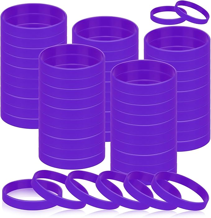 Rubber Silicone Bracelets 100 Count, Sports Blank Elastic Rubber Bulk, Unisex by SpecializeinSolarLight