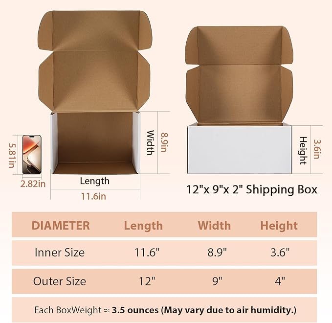 12x9x4 inches Shipping Boxes Set of 20, Small Corrugated Cardboard Box - Image 2