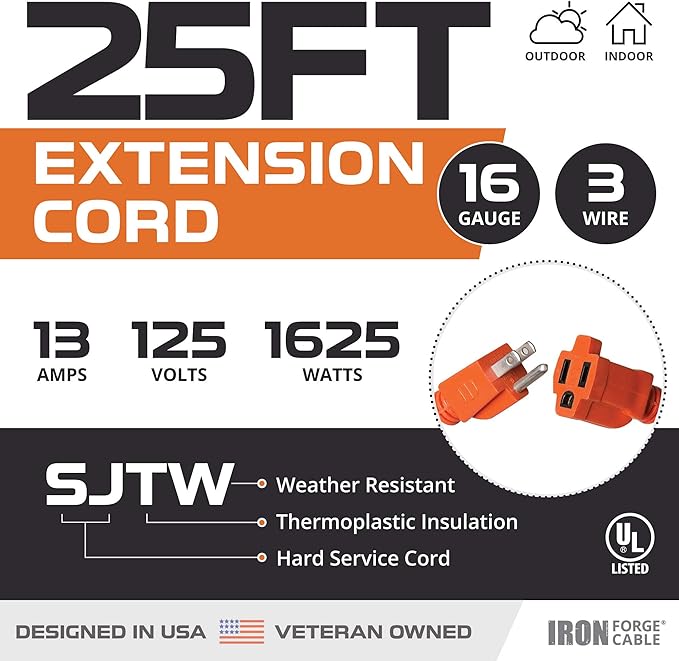 Iron Forge Cable Weatherproof 25 Ft Outdoor Extension Cord - Image 2