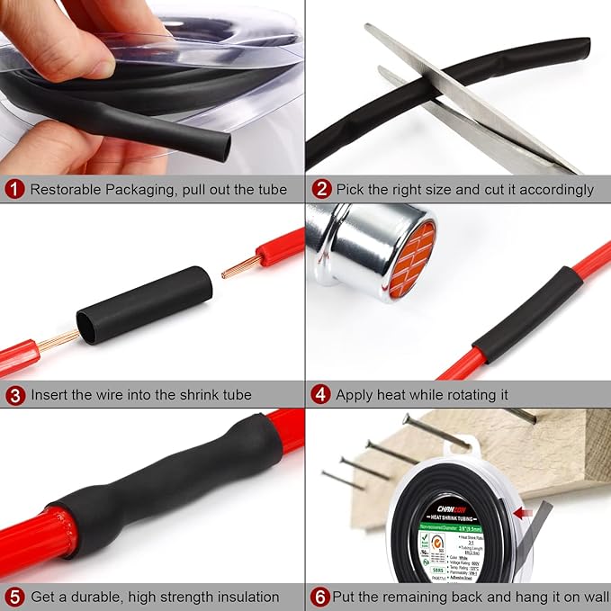 Chanzon 3:1 Ratio 3/8" Heat Shrink Tubing - Image 6