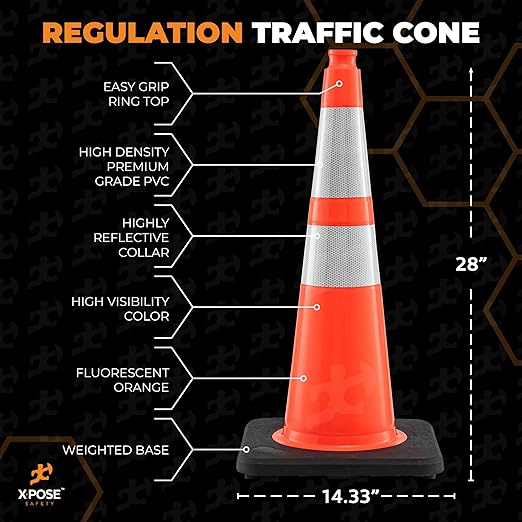 Xpose Safety 28 Inch Orange Slim Line Traffic Cones - Image 3
