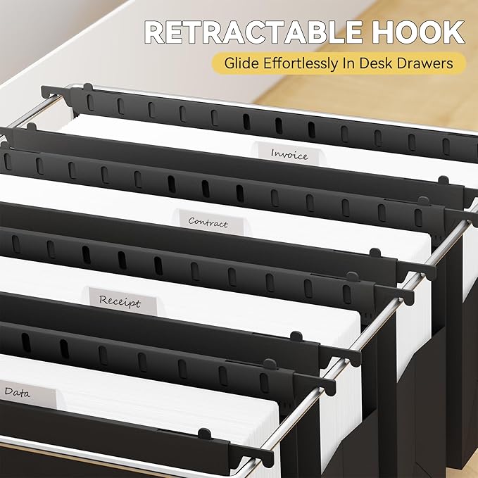 Plastic Legal Hanging File Folders Extra Capacity, Expandable Large Black - Image 7