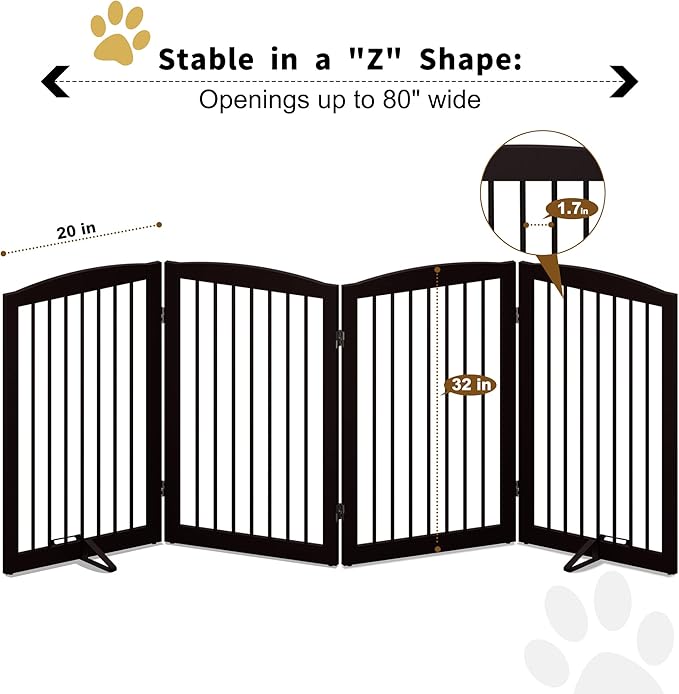 Freestanding Pet Gate for Dogs, Indoor Wooden Foldable Dog Gate for House - Image 6
