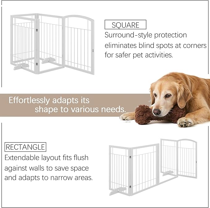 Vantas Folding Pet Gate 96" Wide, Freestanding Wire Pet Gate, Pet Puppy Safety - Image 5