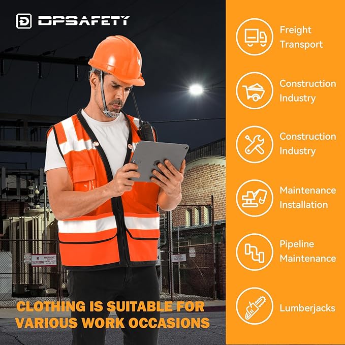 Reflective Safety Vest With Back Pocket, High Visibility Class 2 Heavy Duty - Image 4