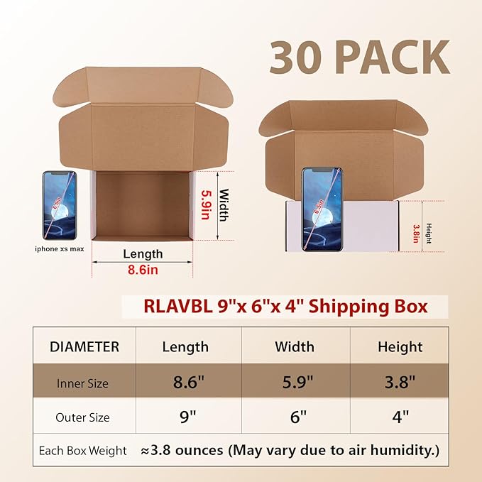 RLAVBL 30 Pack 9x6x4 Shipping Boxes - Image 2