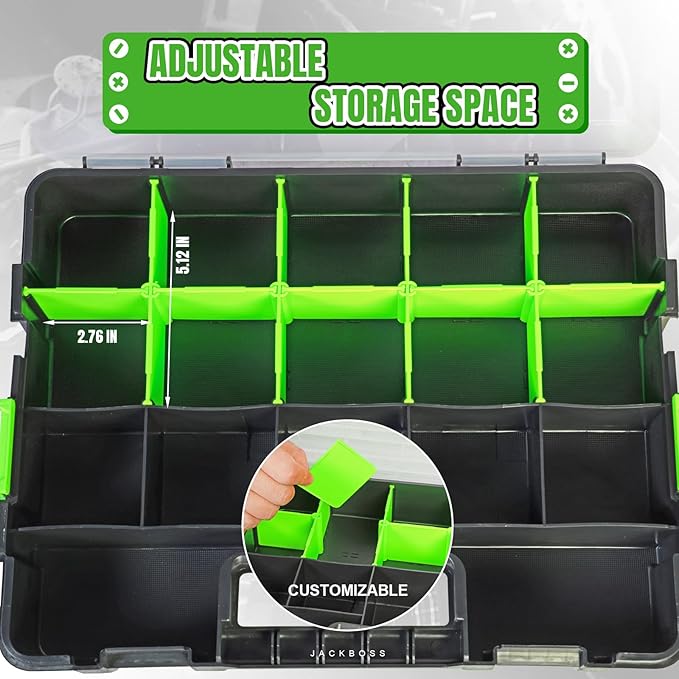 Tool Box with Transparent Lid, Single Side 17-Compartments Organizer Box with - Image 3