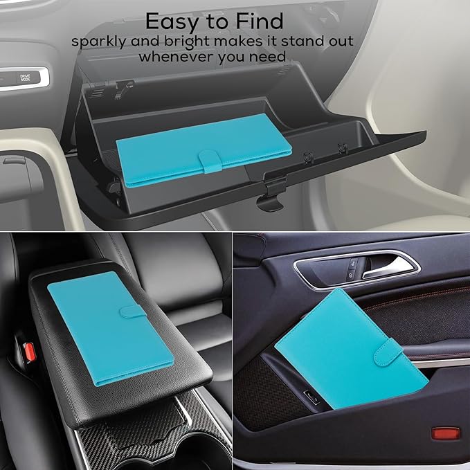 Car Registration and Insurance Holder, Leather Magnetic Shut Vehicle Glove Box - Image 5