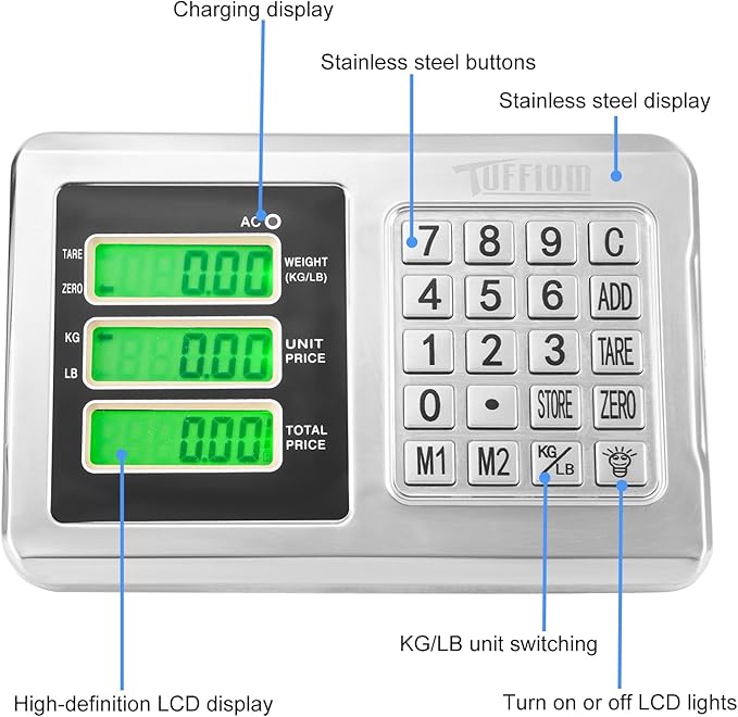 TUFFIOM 661lbs Weight Electronic Platform Scale, Stainless Steel - Image 6