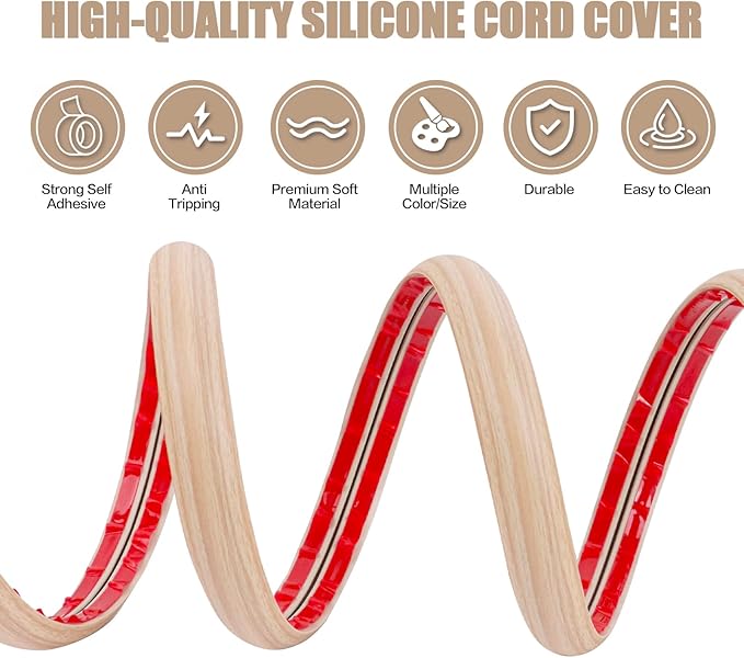 Floor Cord Cover Cavity 0.8"x0.37" Self Adhesive Cord Hider, 10FT Low Profile - Image 3